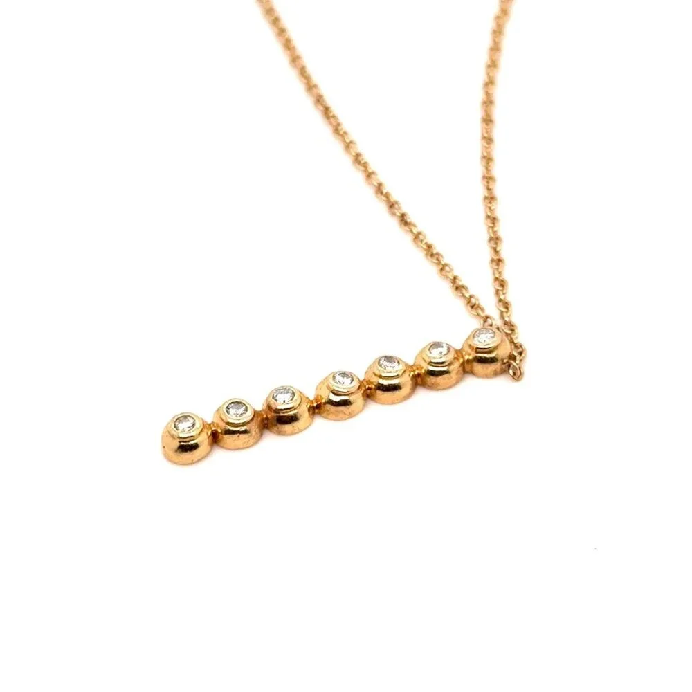 14K Gold 7-Diamonds Drop Pendant Necklace
